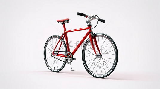 充满活力的红色自行车动态元素的街道速度和运动隔离在白色背景 3D 渲染