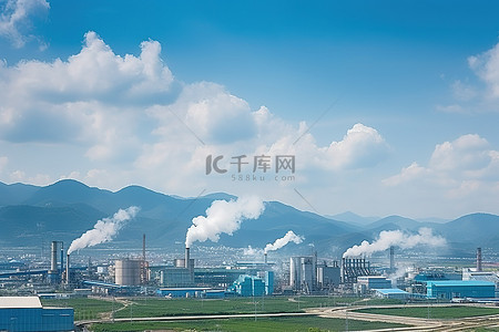 园区背景图片_天空有很多云的工厂