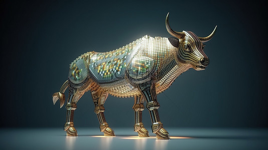 卡尔达诺加密货币的 3d 渲染展示了投资的看涨市场增长