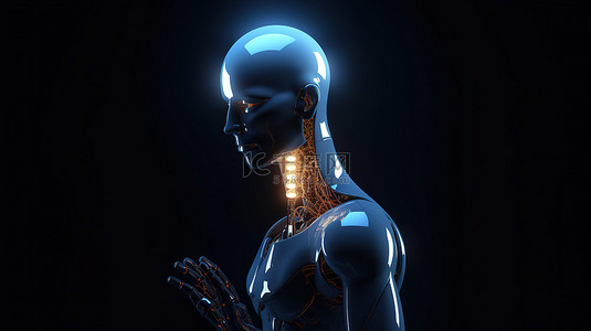 认知的人背景图片_从事认知处理的 ai 机器人的照明 3d 渲染