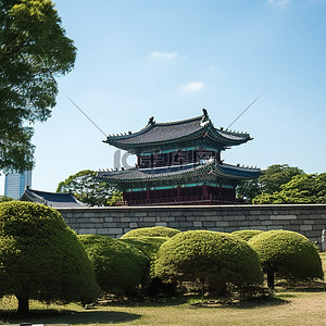 南背景图片_首尔的大花园建筑很小，里面有小树
