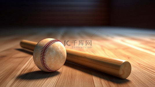 3d 渲染的棒球棒单独站在桌子上