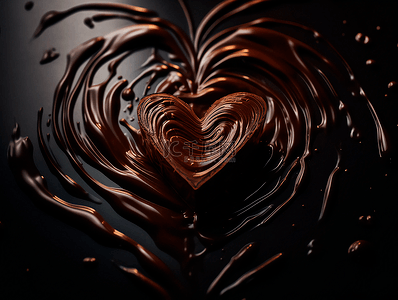 立体爱心装饰背景图片_爱心巧克力旋转液体摄影广告背景