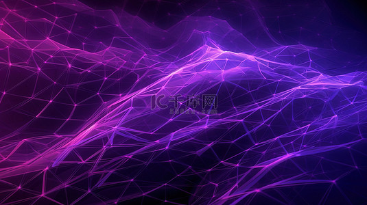 紫色线框抽象背景的 3d 渲染