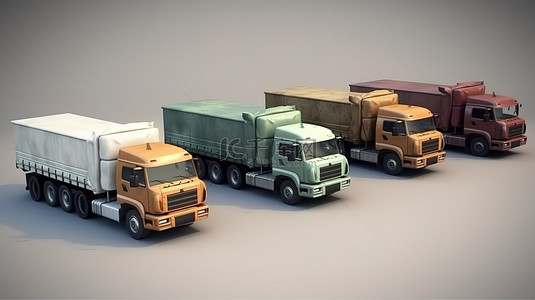 半卡车背景图片_高效的国际运输系统货运卡车和交付的 3D 插图