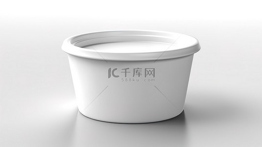 酸奶冰淇淋背景图片_用于酸奶冰淇淋或甜点 3d 的时尚白色包装在空白背景上呈现