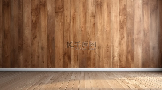 公寓背景背景图片_渲染的 3D 图像木地板和空白木墙