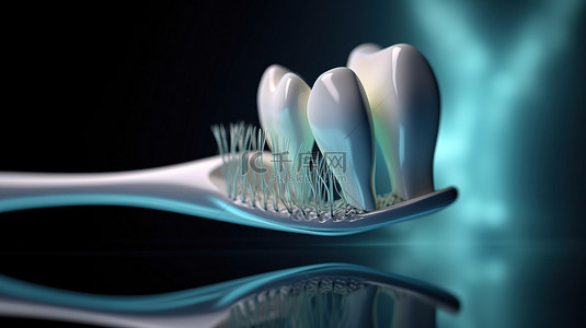 正在使用的牙刷 刷牙的迷人 3D 图像