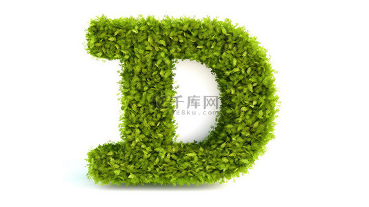 白色背景上由草本植物制成的孤立小写字母 g 的 3d 插图