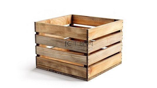 空置木材集装箱 3d 隔离再现
