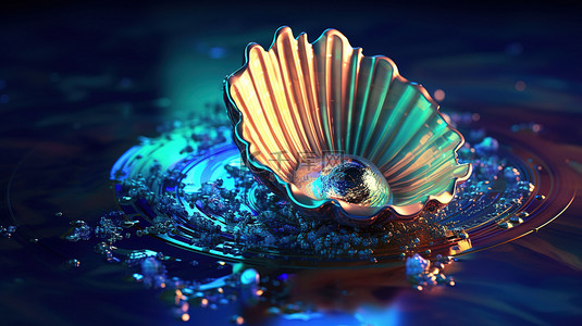 探索深处 互联网上发现蛤和天然珍珠宝藏的插图 3D 图像