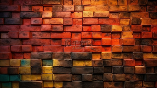 石板墙壁背景图片_彩色抽象红砖 3D 壁纸完美适合独特的墙壁 D Cor