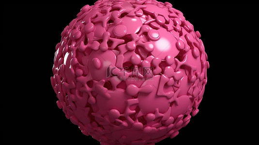 奶牛斑点背景图片_未来主义的粉红色球 3d 插图由许多相互连接的圆圈组成