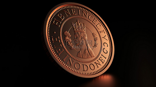 欧巴背景图片_1 便士硬币的 3d 插图