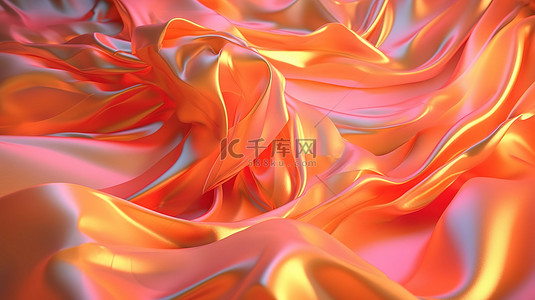 浅橙色背景背景图片_抽象时尚背景与彩虹全息箔和浅橙色布在 3D 渲染