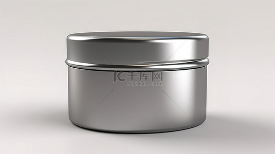 标签圆形圆形背景图片_带有圆形金属铝罐的可编辑化妆品罐的 3D 渲染