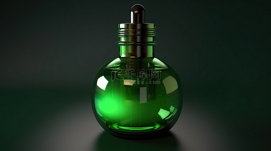 保健品绿色背景图片_3d 渲染的绿色瓶血清