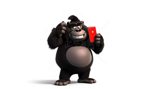 猴子下山背景图片_顽皮的 3D 大猩猩拥抱手机