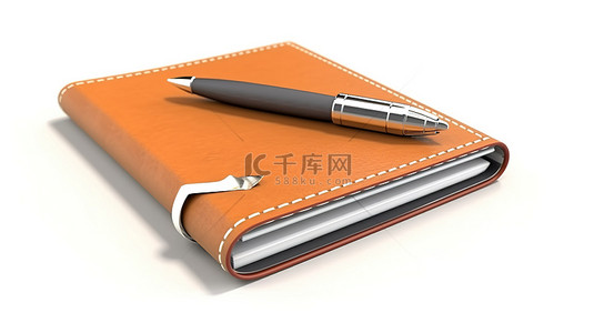 3d 渲染白色背景与个人日记和笔
