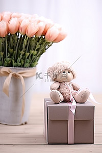 粉色购物包背景图片_适合生日女孩的粉色花盒