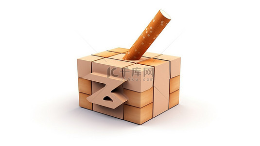 白色背景上孤立的禁止吸烟标志的 3D 插图