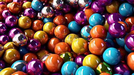 圆形形状中具有不同色调的充满活力的彩色球体的 3D 插图