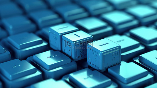 在线成功的关键 3D 渲染键盘上的容器作为业务概念