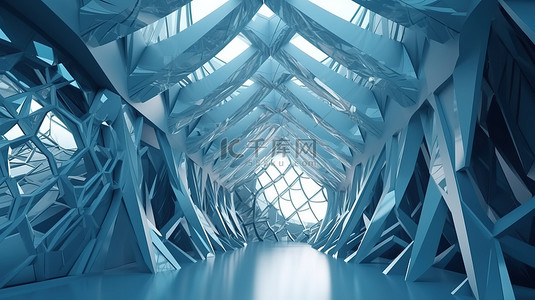 未来派建筑背景图片_抽象壁纸 3D 渲染中的未来派建筑和几何形状