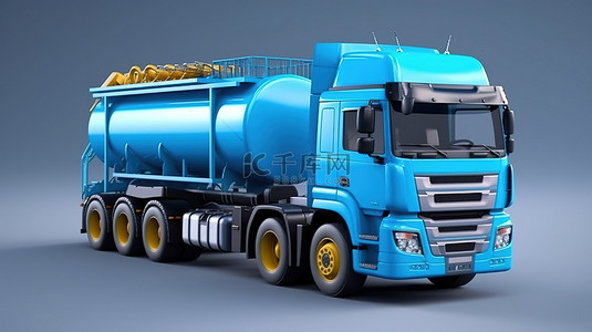 农产品背景图片_设计用于散装运输农产品和建筑货物的宽敞蓝色拖车的 3D 渲染