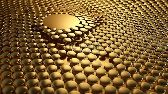 金色金属背景 3d 渲染上有光泽的小圆圈图案