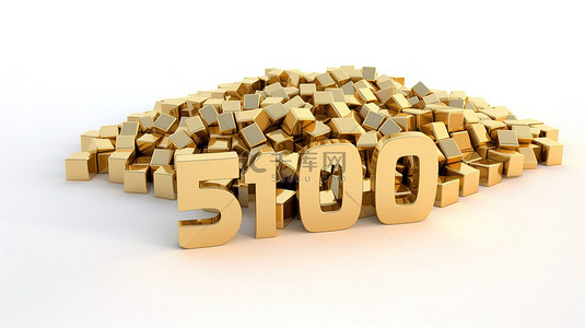 50周年纪念日背景图片_50k 黄金在 3d 渲染中隔离在白色背景上，象征着 50 000 名追随者