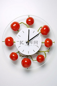 小时钟背景图片_上面有西红柿的时钟