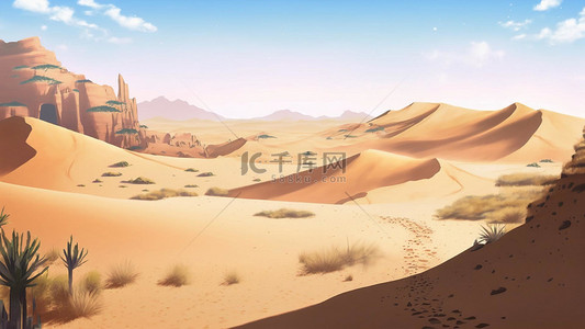 沙漠沙子背景图片_仙人掌荒漠沙粒沙子