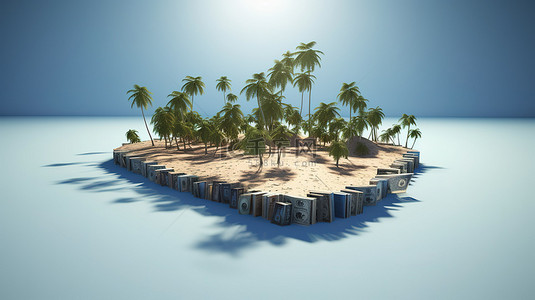 美元形岛屿令人惊叹的 3D 渲染
