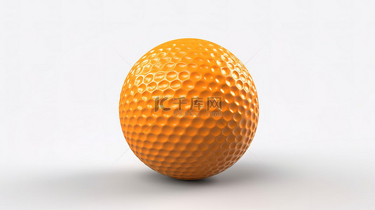 3d白背景图片_白色背景与橙色高尔夫球的 3d 渲染