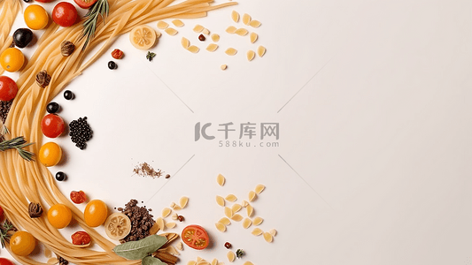 卡通水果插画背景图片_食物美食意面水果边框