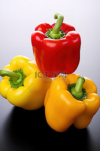 一串串红辣椒背景图片_白色背景下的一群彩色甜椒
