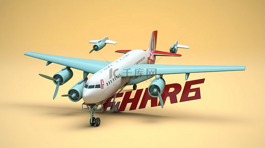 免费送货 3D 渲染的卡通飞机