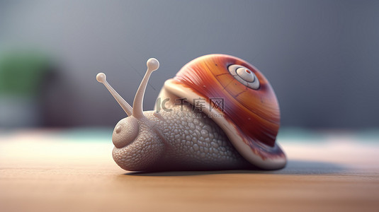 插图卡通背景图片_3D 渲染的缓慢且疲惫的加密货币蜗牛的插图