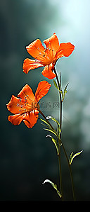 橙色花背景图片_美丽模糊背景中茎上的橙色花