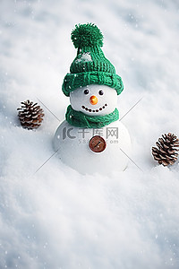 鸭子雪人背景图片_冬天雪中的雪人 免版税