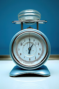 高度测量背景图片_厨房里的不锈钢秤时钟