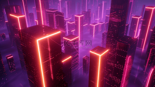 紫色科技感智慧光感城市背景14