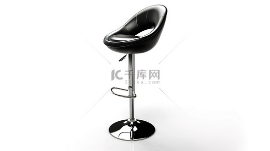 用于酒吧或椅子的当代高黑色座椅 3D 插图在白色背景上
