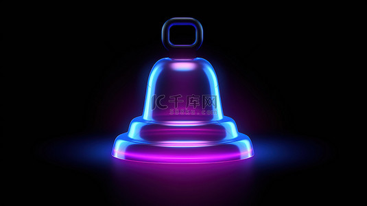 以 3D 形式呈现的霓虹灯铃声界面元素的发光符号，用于 ui ux 设计