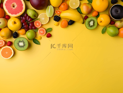绿色营养背景图片_新鲜水果有机食材广告背景
