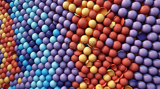 以彩色球体为特色的充满活力的砖背景的 3D 插图