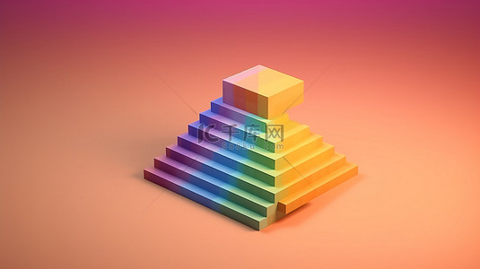 创意概念背景图片_等距角度最小创意概念 3D 渲染充满活力的彩虹