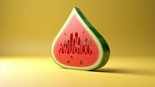 3D 渲染的西瓜片，带有夏季邀请信息剪出