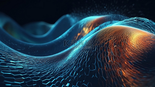 3的数字背景图片_纳米技术启发的未来数字波抽象概念的 3D 渲染